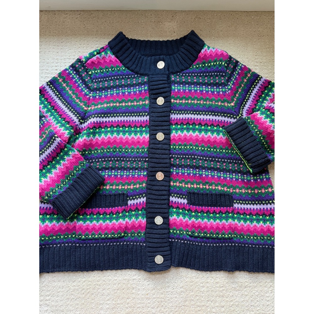 Talbots Fair Isle Cardigan XL Gold Buttons Eclectic Grandpa Maximalist Chunky